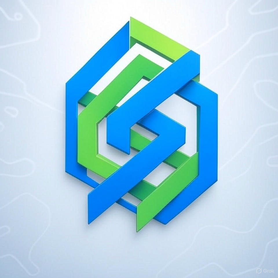 Graphic design of a tech startup logo with sleek lines and modern colors